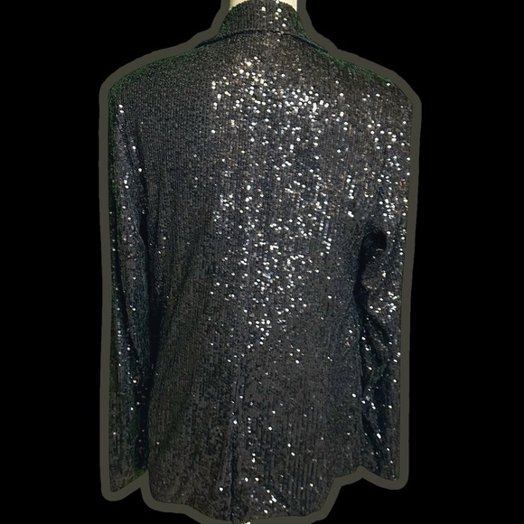 NWT Alexia Admor ‘Abbi’ Shimmering Sequined Blazer in Black Size 8 - Picture 12 of 16